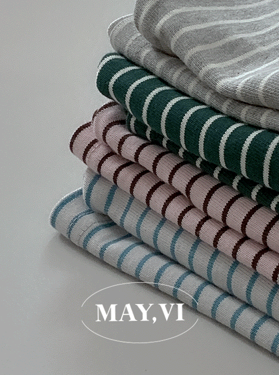 [Mayvi] Folk stripe 티셔츠 (4 color)